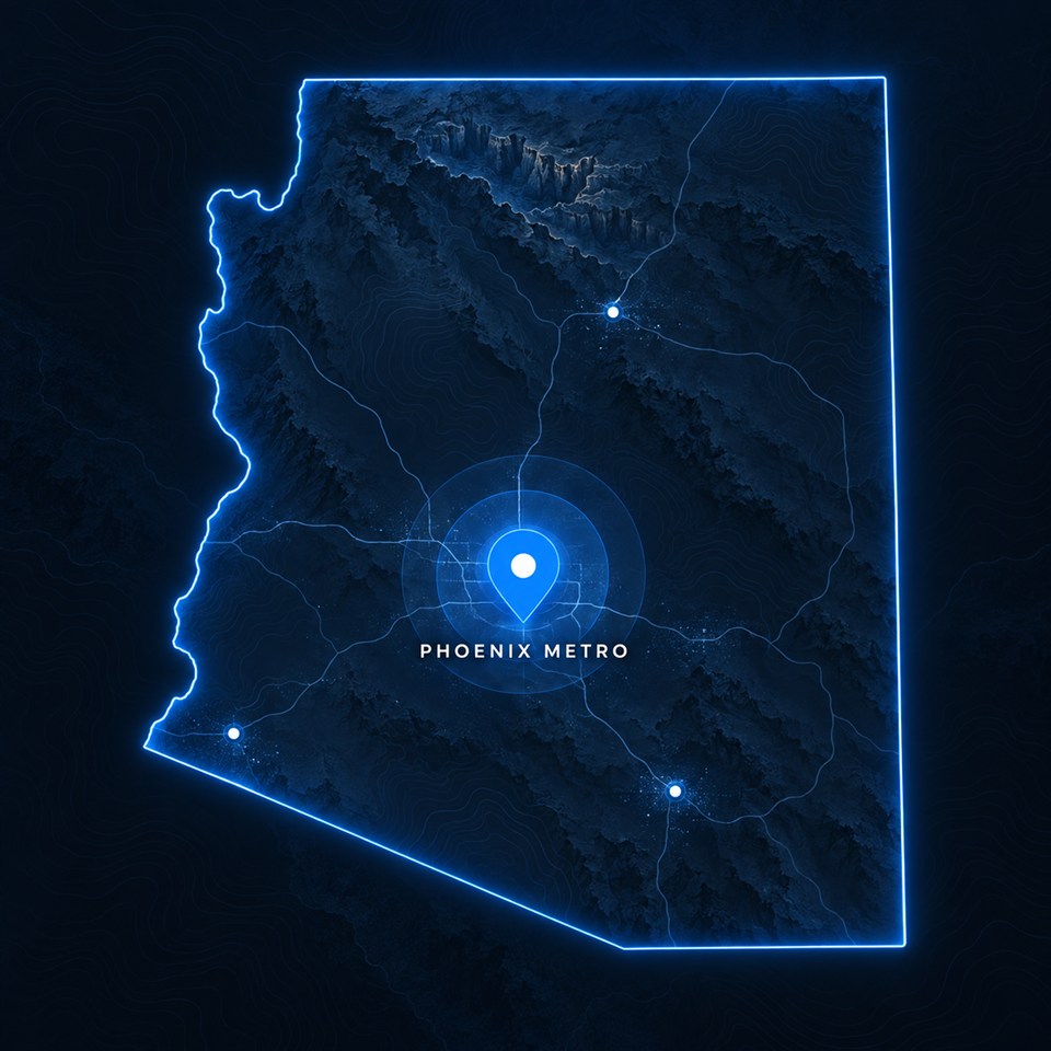 Arizona service area map highlighting the Phoenix Metro